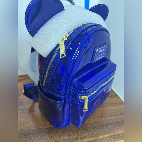 Loungefly Disney Mickey Mouse Blue Oil Slick Mini Backpack - Picture 3 of 6